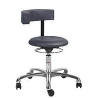Saturn Ergonomic Stool With 360° Swivel Back-Arm Rest PUre Imitation Leather Blue H540 - 730mm Aluminum Frame