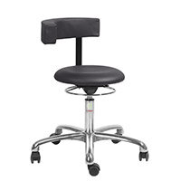 Saturn Ergonomic Stool With 360° Swivel Back-Arm Rest Imitation Leather Black H450 - 580mm Aluminum Frame