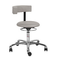 Saturn Ergonomic Stool With 360° Swivel Back-Arm Rest Imitation Leather Grey H450 - 580mm Aluminum Frame