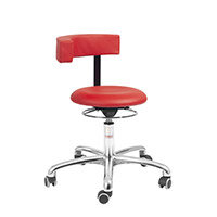 Saturn Ergonomic Stool With 360° Swivel Back-Arm Rest Imitation Leather Red H450 - 580mm Aluminum Frame