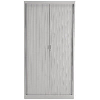 Steel Open Tambour 1950 mm H x 1000 mm W x 450 mm D in Grey, Lockable Side Opening Shutter Doors, Includes 2 Shelves, 5 Year Guarantee