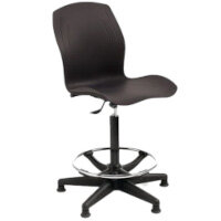 Polypropylene High-Base Chair with Foot Ring - Black, Adjustable Height 550–800 mm