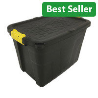 60L Heavy Duty Storage Box - Durable Plastic, Stackable Design, Secure Lid