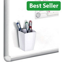 CEP Magnetic Whiteboard Pen Cup - White, Two‑Compartment Holder (Model 530MG)