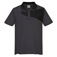 Portwest PW210 PW2 Short Sleeve Polo Shirt Zoom Grey & Black Medium
