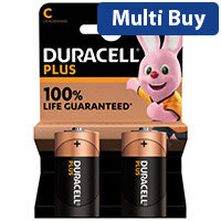Duracell Plus C Battery Alkaline 100% Life Pack of 2 5009810