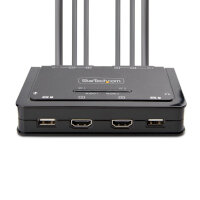 StarTech.com 2-Port Dual-Monitor HDMI Cable KVM Switch, 4K 60Hz, Compact KVM with 5ft/1.5m USB-A/HDMI/Audio Integrated Cables, Bus Powered - Remote Push Button/Hotkey Switching