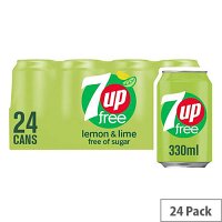 7 Up Zero Lemon and Lime Carbonated Soft Drink Canned 330ml (Pack of 24) 251254