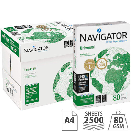 Navigator Universal A4 80gsm White Printer Paper - Box of 2500 Sheets