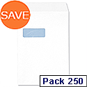 C4 Window White Envelopes Pocket Press Seal 90gsm 5 Star (Pack 250) C4 Window White Envelopes Pocket Press Seal 90gsm 5 Star (Pack 250)