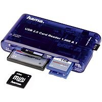Hama 35-in-1 Supports USB 2.0 Multicard Reader HighSpeed, Compatible with 35 types of cards, High speed data transfer with up to 20 MB/s, USB Powered, Colour: Blue Hama 35-in-1 Supports USB 2.0 Multicard Reader HighSpeed, Compatible with 35 types of cards, High speed data transfer with up to 20 MB/s, USB Powered, Colour: Blue
