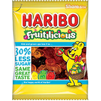 Haribo Fruitilicious Bag Reduced Sugar 140g Pack of 12 49077 Haribo Fruitilicious Bag Reduced Sugar 140g Pack of 12 49077