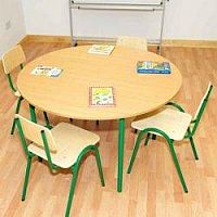 Round Primary School Classroom Table Beech/Green 1200x700mm #PSD Round Primary School Classroom Table Beech/Green 1200x700mm #PSD
