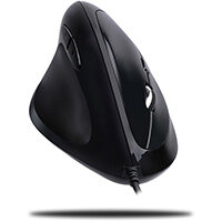 Adesso iMouse E7 - Left-Handed Vertical Ergonomic Programmable Gaming Mouse with adjustable weight, Left-hand, Vertical design, Optical, USB Type-A, 6400 DPI, Black