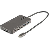 StarTech.com USB C Multiport Adapter - HDMI 4K 30Hz or VGA Travel Dock - 5Gbps USB 3.0 Hub (USB A / USB C Ports) - 100W Power Delivery - SD/Micro SD - GbE - 30cm Cable - USB C Mini Dock