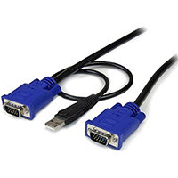 StarTech.com 10 ft Ultra Thin USB VGA 2-in-1 KVM Cable, 3 m, VGA, Black, USB, USB A + VGA, VGA