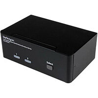 StarTech.com 2 Port Dual DisplayPort USB KVM Switch with Audio & USB 2.0 Hub, 3840 x 2400 pixels, 4K Ultra HD, 18 W, Black