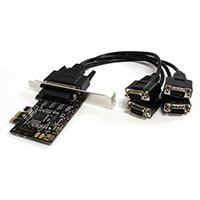 StarTech.com 4 Port RS232 PCI Express Serial Card w/ Breakout Cable, PCIe, Serial, RS-232, Black, REACH, CE, ASIX Moschip MCS9904CV-AA