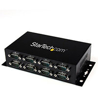 StarTech.com 8 Port USB to DB9 RS232 Serial Adapter Hub – Industrial DIN Rail and Wall Mountable, USB 2.0 Type-B, Serial, Black, Steel, Activity, 5 V