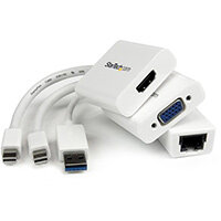 StarTech.com Macbook Air Accessories Kit - MDP to VGA / HDMI and USB 3.0 Gigabit Ethernet Adapter, Male, Female, White, RoHS, 160 g, 3 pc(s) StarTech.com Macbook Air Accessories Kit - MDP to VGA / HDMI and USB 3.0 Gigabit Ethernet Adapter, Male, Female, White, RoHS, 160 g, 3 pc(s)