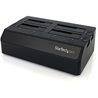 StarTech.com USB 3.0 to 4-Bay SATA 6Gbps Hard Drive Docking Station w/ UASP & Dual Fans - 2.5/3.5in SSD / HDD Dock, HDD, SSD, Serial ATA, Serial ATA II, Serial ATA III, 2.5,3.5 Inches, 8 TB, USB 3.2 Gen 1 (3.1 Gen 1) Type-B, 6 Gbit/s