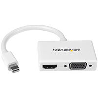 StarTech.com Travel A/V Adapter: 2-in-1 Mini DisplayPort to HDMI or VGA Converter - White, 0.15 m, 1920 x 1200 pixels, 1080p, White, Passive video converter, CE, FCC, REACH StarTech.com Travel A/V Adapter: 2-in-1 Mini DisplayPort to HDMI or VGA Converter - White, 0.15 m, 1920 x 1200 pixels, 1080p, White, Passive video converter, CE, FCC, REACH