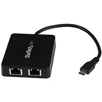 StarTech.com USB-C to Dual Gigabit Ethernet Adapter with USB (Type-A) Port, Wired, RJ-45, USB, 5000 Mbit/s, Black StarTech.com USB-C to Dual Gigabit Ethernet Adapter with USB (Type-A) Port, Wired, RJ-45, USB, 5000 Mbit/s, Black