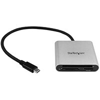 StarTech.com USB 3.0 Flash Memory Multi-Card Reader / Writer with USB-C - SD, microSD, CompactFlash, CF, MMC, MicroSD (TransFlash), MicroSDHC, MicroSDXC, SD, SDHC, SDXC, Black, Silver, 5000 Mbit/s, Aluminium, Plastic, CE, FCC, RoHS, USB 3.2 Gen 1 (3.1 Gen