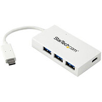 StarTech.com 4-Port USB-C Hub - USB-C to 1x USB-C and 3x USB-A - USB 3.0 Hub - White, USB 3.2 Gen 1 (3.1 Gen 1) Type-C, USB 3.2 Gen 1 (3.1 Gen 1) Type-A, USB 3.2 Gen 1 (3.1 Gen 1) Type-C, 5000 Mbit/s, White, Plastic, Power