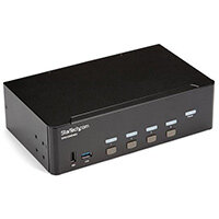 StarTech.com 4 Port HDMI KVM Switch - 4K 30Hz - Dual Display, 3840 x 2160 pixels, 4K Ultra HD, Rack mounting, 18 W, Black