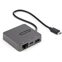 StarTech.com USB-C Multiport Adapter - USB 3.1 Gen 2 Type-C Mini Dock - USB-C to 4K HDMI or 1080p VGA Video - 10Gbps USB-A USB-C, GbE - Portable Travel Laptop Dock - Works w/Thunderbolt 3, Wired, USB 3.2 Gen 2 (3.1 Gen 2) Type-C, 10,100,1000 Mbit/s, Black