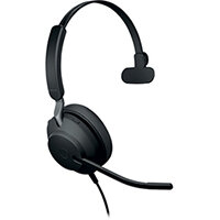 Jabra Evolve2 40 USB-A UC Mono Headset - USB-A/USB-C Wired Headset, 40mm Drivers, 3-Point Microphone, Passive Noise-Cancellation - Black 24089-889-999 Jabra Evolve2 40 USB-A UC Mono Headset - USB-A/USB-C Wired Headset, 40mm Drivers, 3-Point Microphone, Passive Noise-Cancellation - Black 24089-889-999