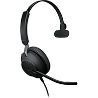 Jabra Evolve2 40 MS Mono Headset - USB-A/USB-C Connectivity, Noise-Cancellation, 3-Microphone Boom Mic - Windows, Android, iOS Compatible - Computer Headset - Colour: Black 24089-899-999 Jabra Evolve2 40 MS Mono Headset - USB-A/USB-C Connectivity, Noise-Cancellation, 3-Microphone Boom Mic - Windows, Android, iOS Compatible - Computer Headset - Colour: Black 24089-899-999