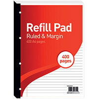 Hamelin 8mm Ruled/Margin Refill Pad A4 400 Sheet Pack of 5 400127670 Hamelin 8mm Ruled/Margin Refill Pad A4 400 Sheet Pack of 5 400127670