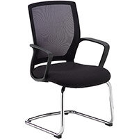 Jonas Black Mesh Back Visitors Chair With Black Fabric Seat And Chrome Cantilever Frame