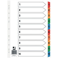 Q Connect Index 1-10 Board Reinforced Multi Pack of 25 KF01519Q Q Connect Index 1-10 Board Reinforced Multi Pack of 25 KF01519Q