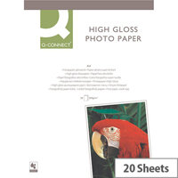 Q-Connect A4 Photo Paper High Gloss 260gsm White (Pack of 20) Q-Connect A4 Photo Paper High Gloss 260gsm White (Pack of 20)