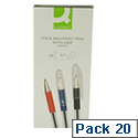 Q-Connect Stick Ballpoint Pen Medium Nib Blue KF02458 Pack of 20 Q-Connect Stick Ballpoint Pen Medium Nib Blue KF02458 Pack of 20