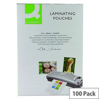 Q-Connect Laminating Pouch A4 200 Microns (100 Per Side - Dimensions 216mm x 303mm, Ideal for Posters, Photos, Signage and More (Pack of 100)