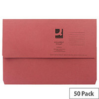 Document Wallet Half Flap Foolscap Red Pack 50 Q Connect, High Capacity Up To 300 Sheets, Environmentally Friendly, Multipurpose Storage 