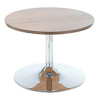 Low Round Reception Breakout Coffee Table Trumpet Base Walnut Low Round Reception Breakout Coffee Table Trumpet Base Walnut