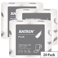 Katrin Plus Toilet Roll Easy Flush 2-Ply 300 Sheet Pack of 20 105003 Katrin Plus Toilet Roll Easy Flush 2-Ply 300 Sheet Pack of 20 105003