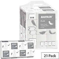 Katrin Plus Hand Towel One Stop M2 White 144 Sheets Pack of 21 345379 Katrin Plus Hand Towel One Stop M2 White 144 Sheets Pack of 21 345379