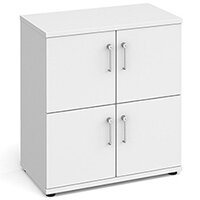 Wooden storage lockers 4 door - white with white doors