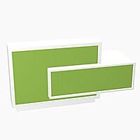 Foro Modern Design Reception Desk With High Gloss Vibrant Green Front and White Pastel Carcass & Left Low Level Section W2100mmxD800mmxH1100mm Foro Modern Design Reception Desk With High Gloss Vibrant Green Front and White Pastel Carcass & Left Low Level Section W2100mmxD800mmxH1100mm