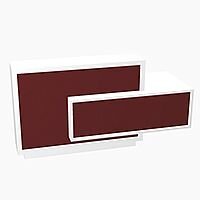 Foro Modern Design Reception Desk With High Gloss Burgundy Front and White Pastel Carcass & Left Low Level Section W2100mmxD800mmxH1100mm Foro Modern Design Reception Desk With High Gloss Burgundy Front and White Pastel Carcass & Left Low Level Section W2100mmxD800mmxH1100mm