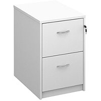 Deluxe 2 drawer filing cabinet with silver handles 730mm high - white