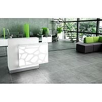 Organic Modern Illuminated White Straight Reception Desk with Left Decorative Element W1300mmxD770mmxH1105mm Organic Modern Illuminated White Straight Reception Desk with Left Decorative Element W1300mmxD770mmxH1105mm
