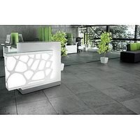Organic Modern Illuminated White Straight Reception Desk with Right Decorative Element W1300mmxD770mmxH1105mm Organic Modern Illuminated White Straight Reception Desk with Right Decorative Element W1300mmxD770mmxH1105mm