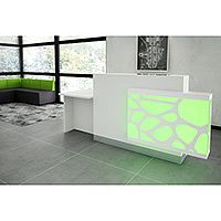 Organic Modern Illuminated White Reception Desk with Left Decorative Element & Right Low Counter Top W2400mmxD770mmxH1105mm Organic Modern Illuminated White Reception Desk with Left Decorative Element & Right Low Counter Top W2400mmxD770mmxH1105mm
